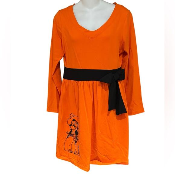 OSU Oklahoma State University Women’s Size Medium Orange Cotton Blend Dress - Picture 1 of 6